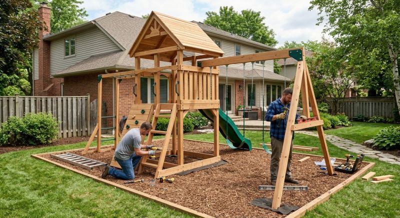 Wooden Playset Installation in Longmont, CO