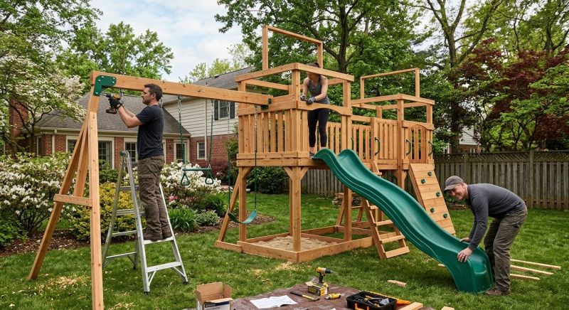 Wooden Playset Installation in Olathe, KS