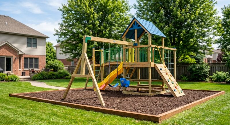 Wooden Playset Installation in Kansas City, KS